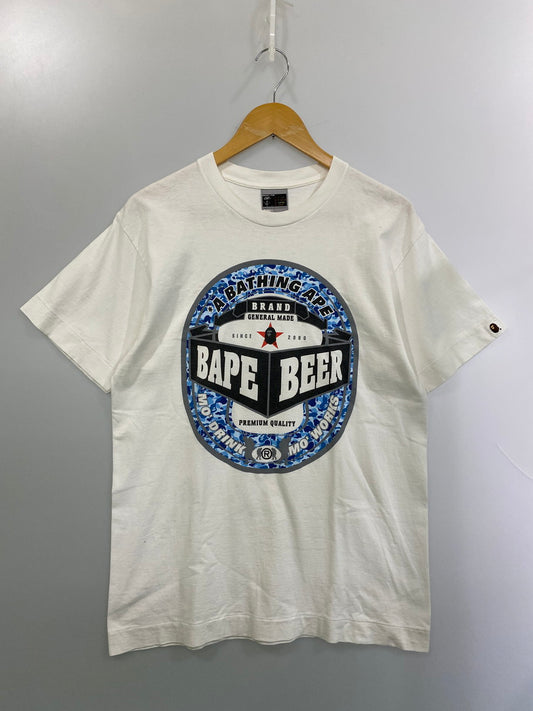 【中古品】【メンズ】 A BATHING APE アベイシングエイプ 00S BAPE BEER TEE Ｔシャツ トップス 142-250831-ks-06-min サイズ：L カラー：ホワイト 万代Net店