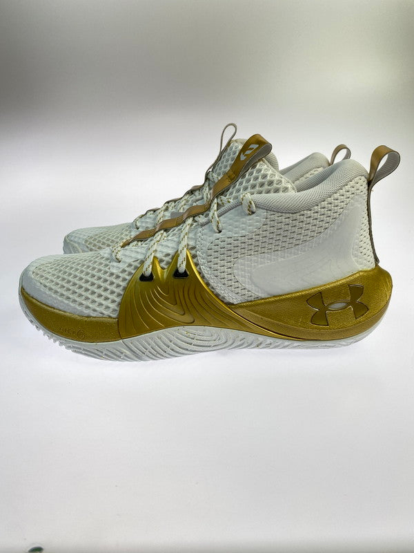 【未使用品】【メンズ/レディース】 UNDER ARMOUR アンダーアーマー 3023086-105 EMBIID ONE WHITE GOLD 靴 シューズ スニーカー 163-250831-AS-10-min サイズ：25.5cm カラー：ホワイト/ゴールド 万代Net店