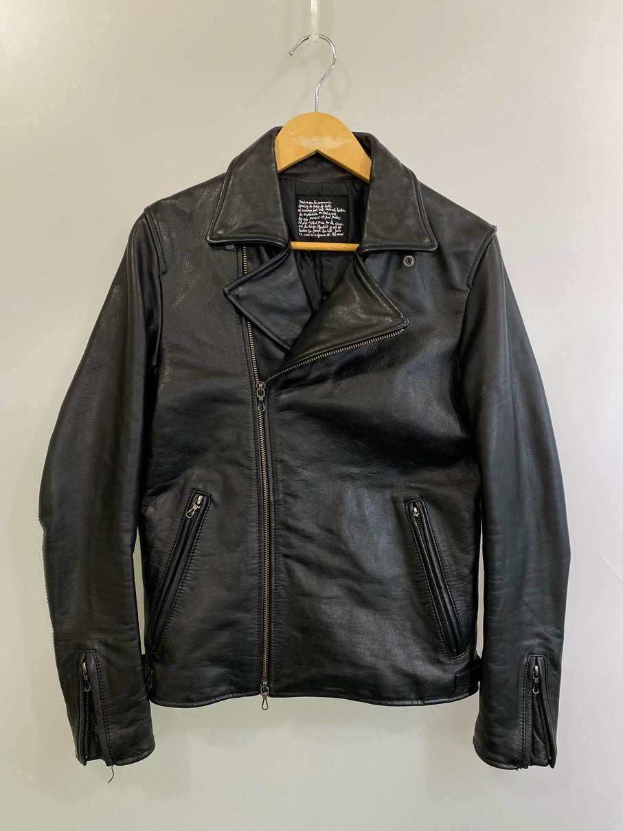 【中古品】【メンズ】 nano universe ナノユニバース DUBBLE LEATHER JACKET レザージャケット 140-250830-ks-14-min サイズ：S カラー：ブラック 万代Net店