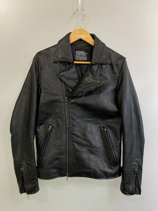 【中古品】【メンズ】 nano universe ナノユニバース DUBBLE LEATHER JACKET レザージャケット 140-250830-ks-14-min サイズ：S カラー：ブラック 万代Net店