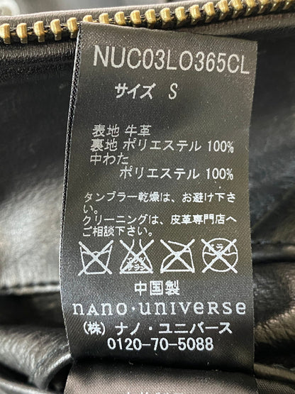【中古品】【メンズ】 nano universe ナノユニバース DUBBLE LEATHER JACKET レザージャケット 140-250830-ks-14-min サイズ：S カラー：ブラック 万代Net店