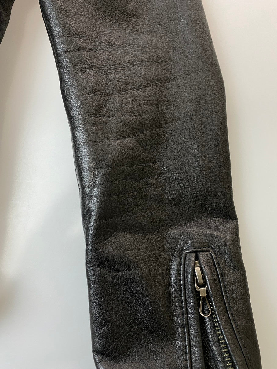 【中古品】【メンズ】 nano universe ナノユニバース DUBBLE LEATHER JACKET レザージャケット 140-250830-ks-14-min サイズ：S カラー：ブラック 万代Net店