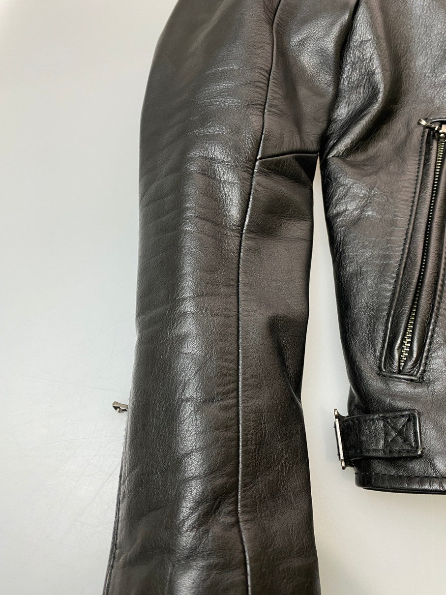 【中古品】【メンズ】 nano universe ナノユニバース DUBBLE LEATHER JACKET レザージャケット 140-250830-ks-14-min サイズ：S カラー：ブラック 万代Net店