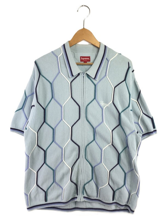 【中古品】【メンズ】 SUPREME シュプリーム 21SS SS HEX ZIP UP POLO ヘキサ ジップアップ ポロシャツ 半袖シャツ 149-261006-na-02-tagh サイズ：L カラー：ブルー 万代Net店