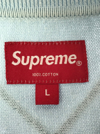 【中古品】【メンズ】 SUPREME シュプリーム 21SS SS HEX ZIP UP POLO ヘキサ ジップアップ ポロシャツ 半袖シャツ 149-261006-na-02-tagh サイズ：L カラー：ブルー 万代Net店