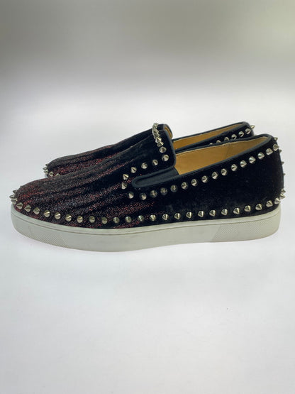 【中古品】【メンズ】 Christian Louboutin クリスチャンルブタン ローラーボート スエード スタッズ スリッポン 靴 メンズ シューズ 183-250914-em-64-min サイズ：39 カラー：ブラック 万代Net店