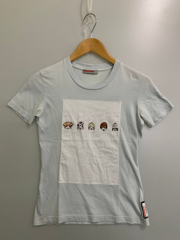 【中古品】【レディース】 PRADA プラダ 06SS C100 FOR T-SHIRT PROJECT S/S TEE ショートスリーブTシャツ 半袖 トップス 141-250910-kk-34-min サイズ：XS カラー：ライトブルー 万代Net店