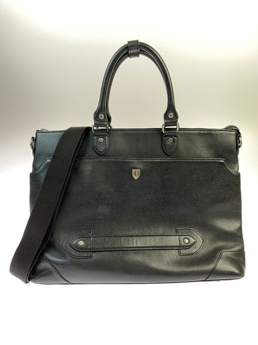 【中古品】【メンズ/レディース】 BURBERRY バーバリー BLACK LABEL CRESTBRIDGE LEATHER TOTE BAG ブラック レーベル クレストブリッジ レザー トートバッグ カバン 188-250912-em-11-min カラー：ブラック 万代Net店