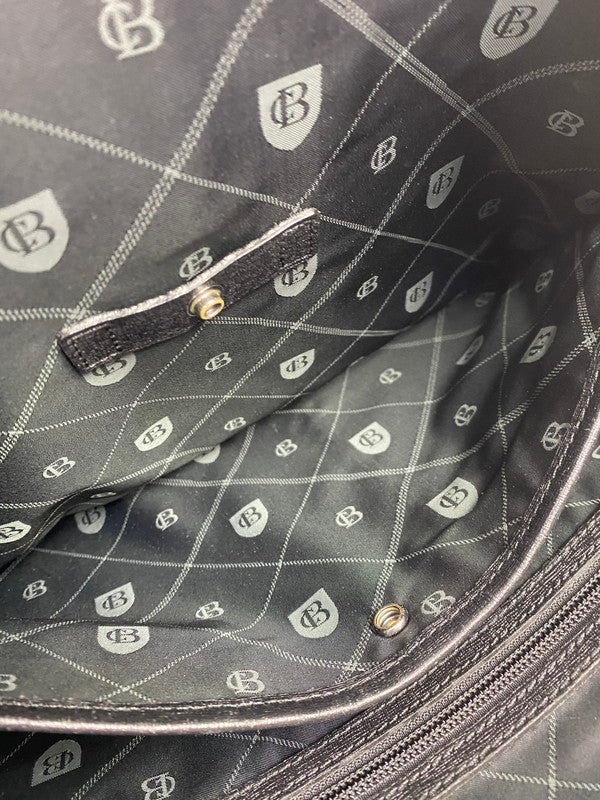 【中古品】【メンズ/レディース】 BURBERRY バーバリー BLACK LABEL CRESTBRIDGE LEATHER TOTE BAG ブラック レーベル クレストブリッジ レザー トートバッグ カバン 188-250912-em-11-min カラー：ブラック 万代Net店