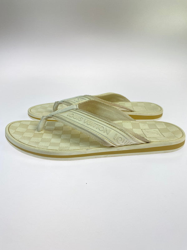 【現状渡し品】【メンズ】 LOUIS VUITTON ルイ・ヴィトン ダミエ トング ラバー ビーチサンダル FD0094 メンズ サンダル 183-250914-em-61-min サイズ：7 カラー：ホワイト系 万代Net店