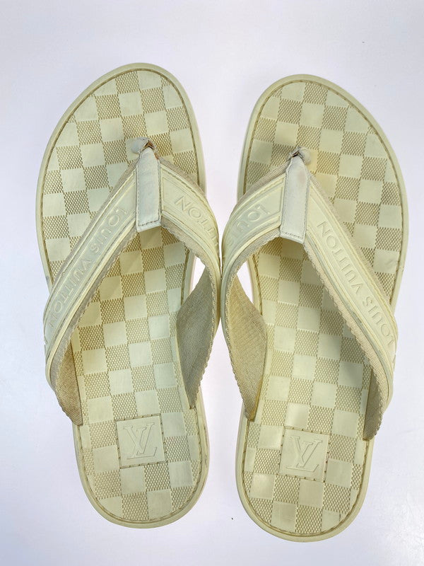 【現状渡し品】【メンズ】 LOUIS VUITTON ルイ・ヴィトン ダミエ トング ラバー ビーチサンダル FD0094 メンズ サンダル 183-250914-em-61-min サイズ：7 カラー：ホワイト系 万代Net店