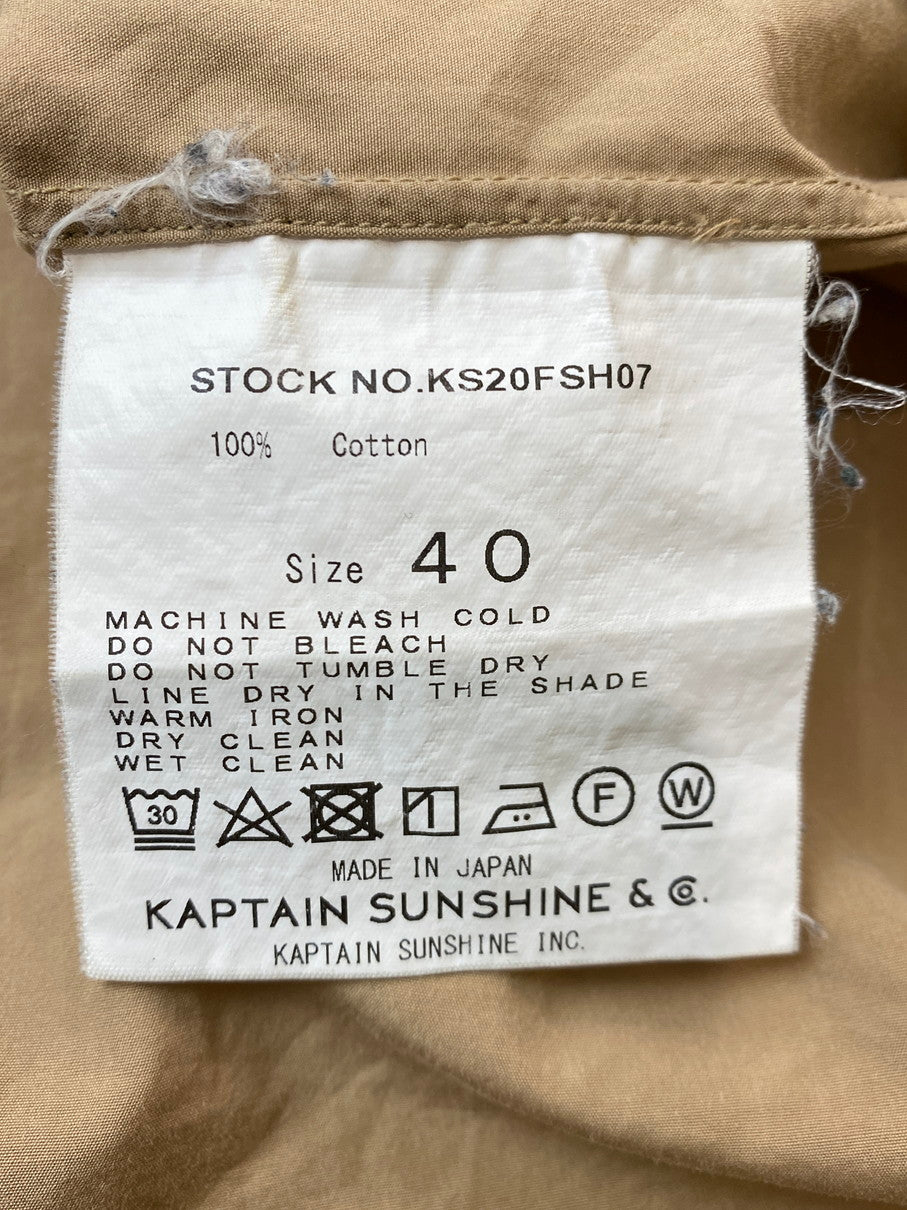 【中古品】【メンズ】 KAPTAIN SUNSHINE キャプテンサンシャイン FINX WEATHER REGULLAR COLLAR SHIRT KS20FSH07 フィンクス ウェザー レギュラーカラーシャツ 長袖 トップス 140-250925-kk-01-min サイズ：40 カラー：ベージュ 万代Net店