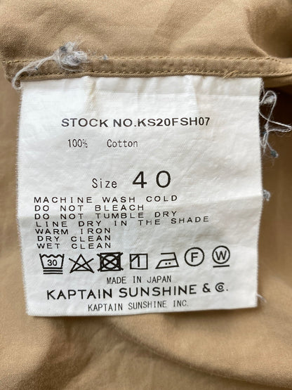 【中古品】【メンズ】 KAPTAIN SUNSHINE キャプテンサンシャイン FINX WEATHER REGULLAR COLLAR SHIRT KS20FSH07 フィンクス ウェザー レギュラーカラーシャツ 長袖 トップス 140-250925-kk-01-min サイズ：40 カラー：ベージュ 万代Net店