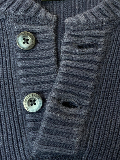 【中古品】【メンズ】 Eddie Bauer エディー・バウアー HALF BUTTON KNIT SWEATER 00S ハーフ ボタン ニット メンズトップス セーター 146-250914-em-34-min サイズ：M カラー：ネイビー 万代Net店