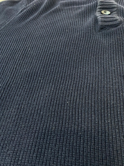 【中古品】【メンズ】 Eddie Bauer エディー・バウアー HALF BUTTON KNIT SWEATER 00S ハーフ ボタン ニット メンズトップス セーター 146-250914-em-34-min サイズ：M カラー：ネイビー 万代Net店