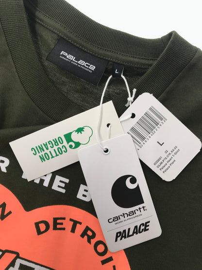 【中古美品】【メンズ】 PALACE パレス × Carhartt WIP カーハート コラボ GRAPHIC S/S T-SHIRT グラフィック ショートスリーブ Tシャツ 半袖 トップス 142-260714-YY-12-tagh サイズ：L カラー：カーキ 万代Net店
