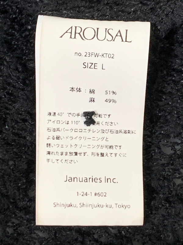 【中古品】【メンズ】 AROUSAL アローサル 23FW-KT02 NEP CARDIGAN ネップカーディガン 140-250902-AS-48-min サイズ：L カラー：ブラック 万代Net店