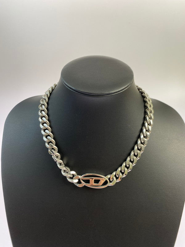 【中古品】【メンズ/レディース】 DIESEL ディーゼル STAINLESS STEAL OVAL LOGO NECKLACE DX143300DJW ステンレススチール オーバルロゴ ネックレス アクセサリー 192-250909-kk-06-min カラー：シルバー 万代Net店