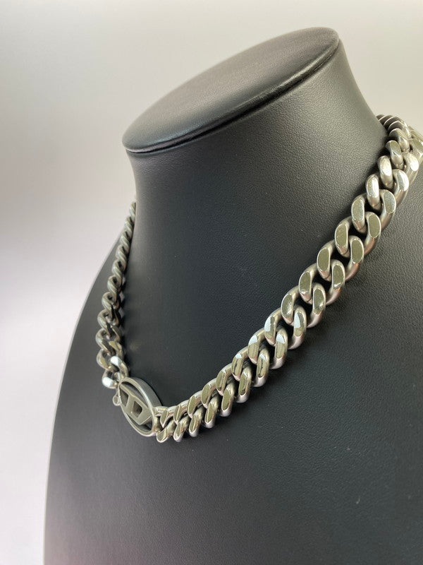 【中古品】【メンズ/レディース】 DIESEL ディーゼル STAINLESS STEAL OVAL LOGO NECKLACE DX143300DJW ステンレススチール オーバルロゴ ネックレス アクセサリー 192-250909-kk-06-min カラー：シルバー 万代Net店