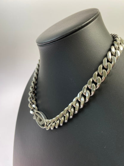 【中古品】【メンズ/レディース】 DIESEL ディーゼル STAINLESS STEAL OVAL LOGO NECKLACE DX143300DJW ステンレススチール オーバルロゴ ネックレス アクセサリー 192-250909-kk-06-min カラー：シルバー 万代Net店