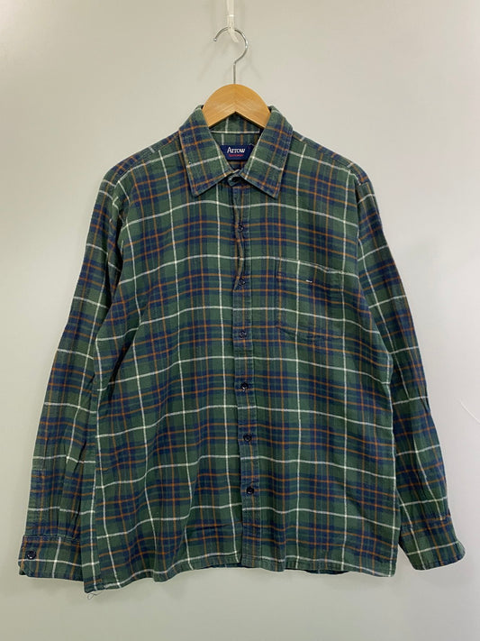 【中古品】【メンズ】 ARROW アロー SPORT WAER 80S CHECK SHIRT スポーツウエア 80年代 チェック シャツ トップス 146-250909-jt-17-min サイズ：M カラー：グリーン系 万代Net店