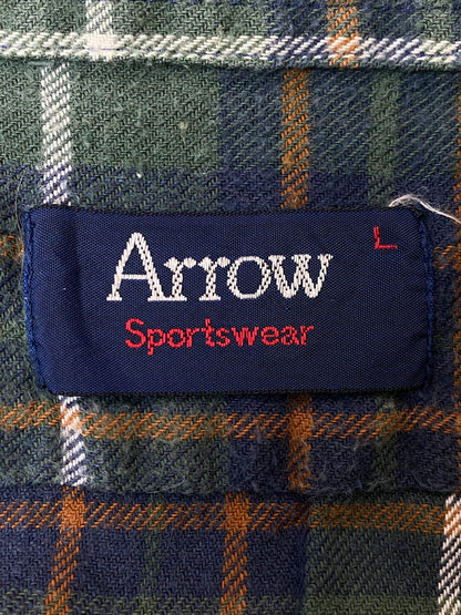 【中古品】【メンズ】 ARROW アロー SPORT WAER 80S CHECK SHIRT スポーツウエア 80年代 チェック シャツ トップス 146-250909-jt-17-min サイズ：M カラー：グリーン系 万代Net店
