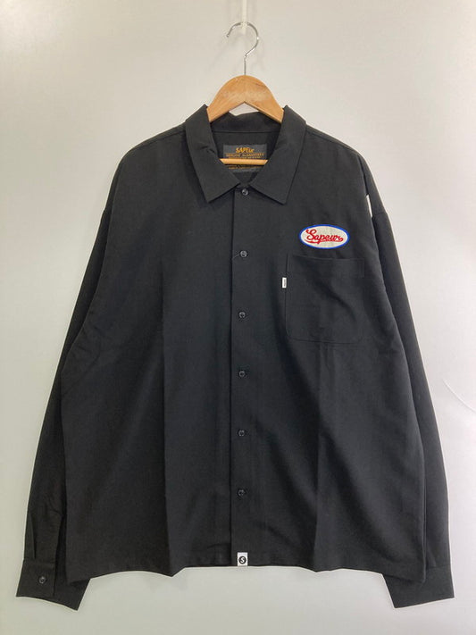 【中古品】【メンズ】 SAPEur サプール BOWLING SHIRT A0023-327 ボーリングシャツ 長袖 トップス 142-250915-kk-27-min サイズ：XL カラー：ブラック 万代Net店