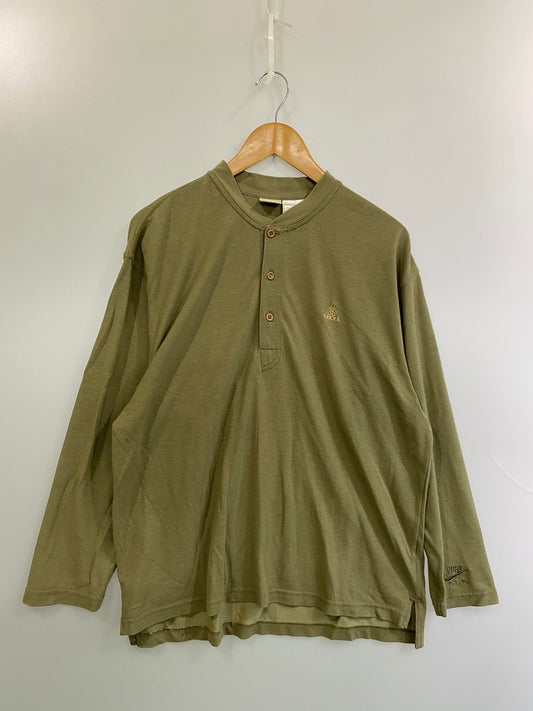 【中古品】【メンズ】 NIKE ACG ナイキ オールコンディションズギア 90-00's L/S HENRY NECK TEE 90-00年代 ロングスリーブ ヘンリーネックTシャツ 長袖 トップス 146-250930-kk-27-min サイズ：L カラー：カーキ 万代Net店