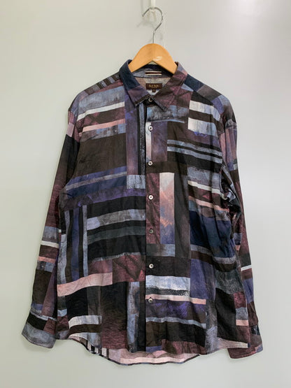 【中古品】【メンズ】 PAUL SMITH COLLECTION ポールスミスコレクション COLLARBLOCK PRINT SHIRT 214375 281 カラーブロック プリントシャツ 長袖 トップス 141-250910-kk-09-min サイズ：L カラー：マルチカラー 万代Net店