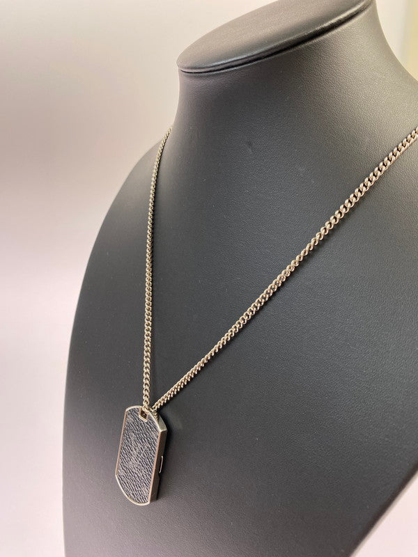 【中古品】【メンズ/レディース】 LOUIS VUITTON ルイ・ヴィトン モノグラム エクリプス コリエ プラーク ネックレス M63640 DI0129 アクセサリー 179-250917-yn-17-min カラー：シルバー/ブラック 万代Net店