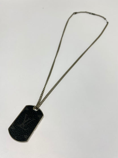 【中古品】【メンズ/レディース】 LOUIS VUITTON ルイ・ヴィトン モノグラム エクリプス コリエ プラーク ネックレス M63640 DI0129 アクセサリー 179-250917-yn-17-min カラー：シルバー/ブラック 万代Net店