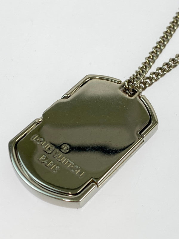 【中古品】【メンズ/レディース】 LOUIS VUITTON ルイ・ヴィトン モノグラム エクリプス コリエ プラーク ネックレス M63640 DI0129 アクセサリー 179-250917-yn-17-min カラー：シルバー/ブラック 万代Net店