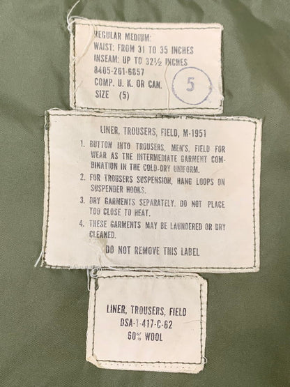 【中古品】【メンズ】 U.S.ARMY アメリカ軍 50's M-51 ARCTIC PANTS M-51 LINER SET VINTAGE 50年代 M-51 アークティックパンツ & ライナー セット ボトムス ヴィンテージ 157-250910-kk-02-min サイズ：5 カラー：ミリタリーグリーン 万代Net店