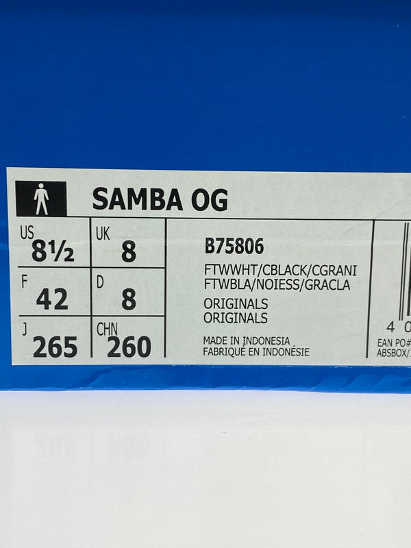 【未使用品】【メンズ】 adidas アディダス ORIGINALS SAMBA OG B75806 オリジナルス サンバ OG スニーカー 靴 161-250909-kk-38-min カラー：FT WHITE/CBLACK/CGRANI 万代Net店