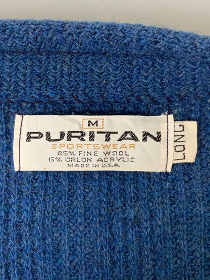 【中古品】【メンズ】 PURITAN SPORTSWERE ピューリタン スポーツウェア WOOL ACRYLIC CARDIGAN アクリル痕 ウールカーディガン トップス 146-250910-kk-10-min サイズ：M カラー：ブルー 万代Net店