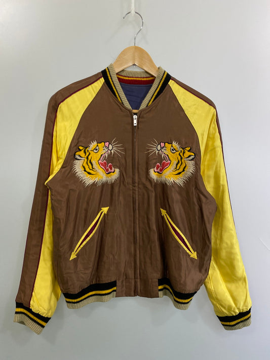 【現状渡し品】【メンズ】 TAILOR東洋 TT12210 JAPAN MAP×TIGER REVERSIBLE SOUVENIR JACKET スカジャン アウター 145-250911-AS-4-min サイズ：S カラー：ブラウン/ネイビー 万代Net店