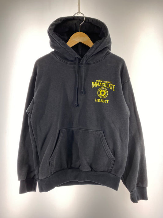 【中古品】【メンズ】 BORN X RAISED ボーンレイズド IMMACULATE HEART LOGO HOODIE イマキュレート・ハート ロゴフーディー トップス プルオーバーパーカー 142-251029-kk-02-min サイズ：M カラー：ブラック 万代Net店