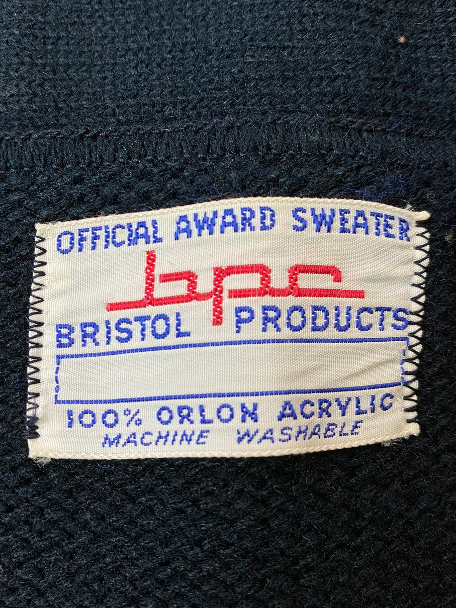 【中古品】【メンズ】 BRISTOL ブリストル 60'S～ レタードカーディガン 146-250911-AS-19-min カラー：ネイビー 万代Net店