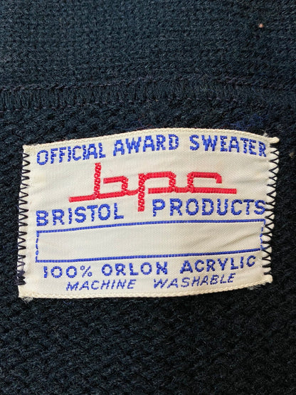 【中古品】【メンズ】 BRISTOL ブリストル 60'S～ レタードカーディガン 146-250911-AS-19-min カラー：ネイビー 万代Net店