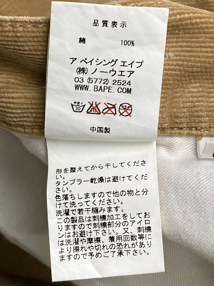 【中古品】【メンズ】 A BATHING APE アベイシングエイプ CORDUROY PANT コーデュロイパンツ ボトムス 153-251114-AS-18-min サイズ：L カラー：ベージュ 万代Net店