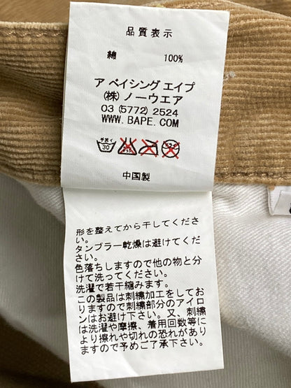 【中古品】【メンズ】 A BATHING APE アベイシングエイプ CORDUROY PANT コーデュロイパンツ ボトムス 153-251114-AS-18-min サイズ：L カラー：ベージュ 万代Net店
