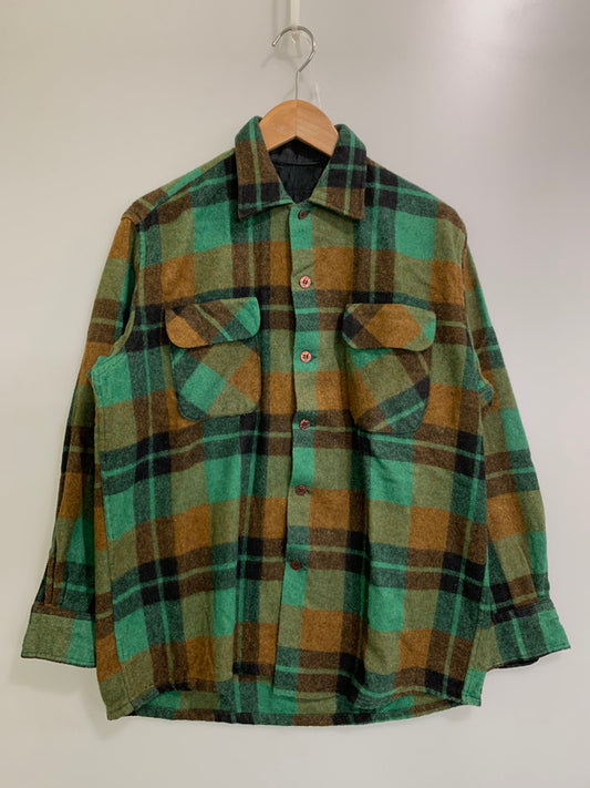 【中古品】【メンズ】 USED 60S CHECK LS SHIRT チェックシャツ ロングスリーブ 146-250911-AS-27-min カラー：グリーン/ブラウン 万代Net店