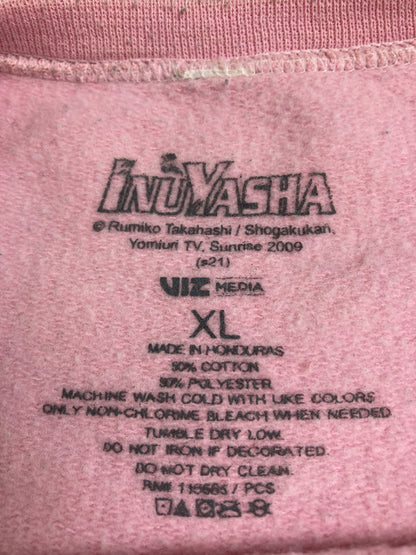 【現状渡し品】【メンズ】 犬夜叉 2006年製 PRINT CREW SWEAT SHIRT プリント クルーネック スウェットシャツ 146-251111-AS-44-min サイズ：XL カラー：ピンク 万代Net店