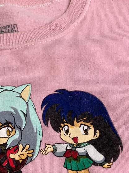 【現状渡し品】【メンズ】 犬夜叉 2006年製 PRINT CREW SWEAT SHIRT プリント クルーネック スウェットシャツ 146-251111-AS-44-min サイズ：XL カラー：ピンク 万代Net店