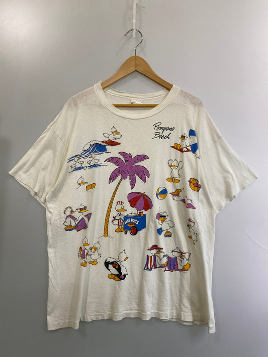 【中古品】【メンズ】 USED ユーズド 90S BEACH PRINT TEE 90年代 ビーチ プリント Tシャツ 半袖 メンズ トップス アヒル 146-250926-em-20-min サイズ：ONE SIZE カラー：ホワイト 万代Net店