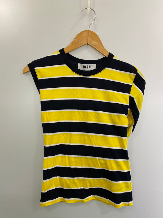 【中古品】【レディース】 MSGM エムエスジーエム ストライプ ノースリーブ トップス 2641MDM92A レディース カットソー トップス 170-250926-em-15-min サイズ：S カラー：ブラックイエロー/ホワイト（ストライプ） 万代Net店