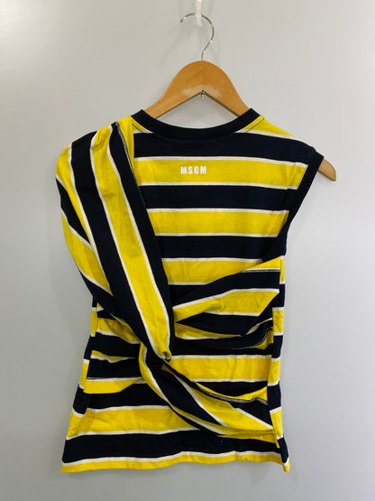 【中古品】【レディース】 MSGM エムエスジーエム ストライプ ノースリーブ トップス 2641MDM92A レディース カットソー トップス 170-250926-em-15-min サイズ：S カラー：ブラックイエロー/ホワイト（ストライプ） 万代Net店