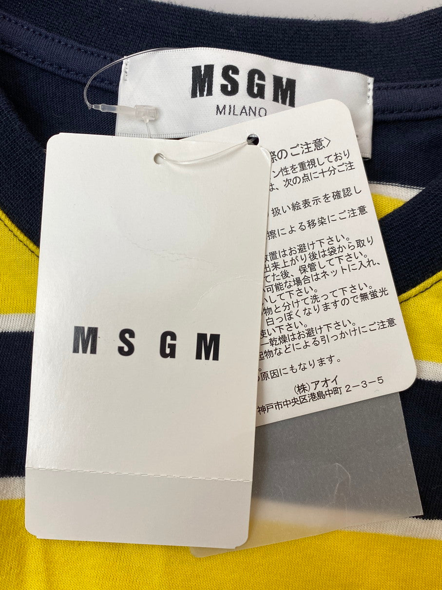【中古品】【レディース】 MSGM エムエスジーエム ストライプ ノースリーブ トップス 2641MDM92A レディース カットソー トップス 170-250926-em-15-min サイズ：S カラー：ブラックイエロー/ホワイト（ストライプ） 万代Net店