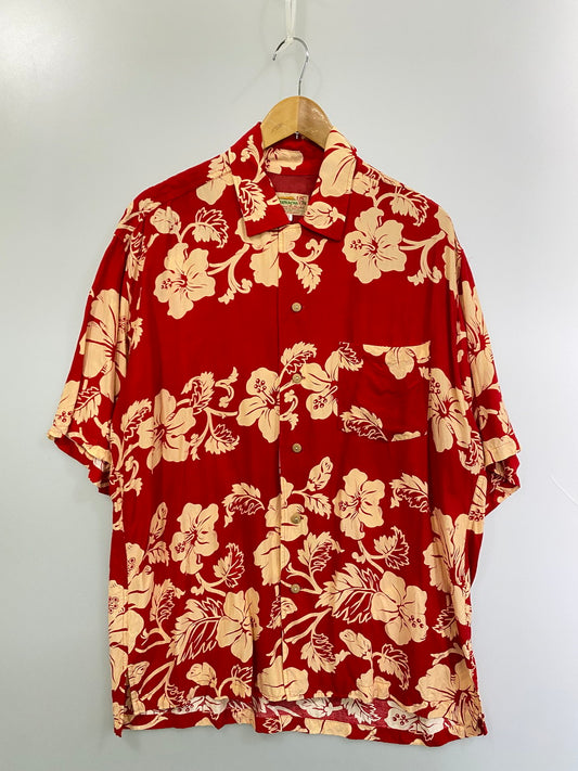 【中古品】【メンズ】 HOLLYWOOD RANCH MARKET ハリウッドランチマーケット LAMUCHACHA S/S HAWAIIAN SHIRT ショートスリーブ ハワイアンシャツ トップス 半袖 アロハシャツ 145-251008-kk-57-min サイズ：3 カラー：レッド 万代Net店