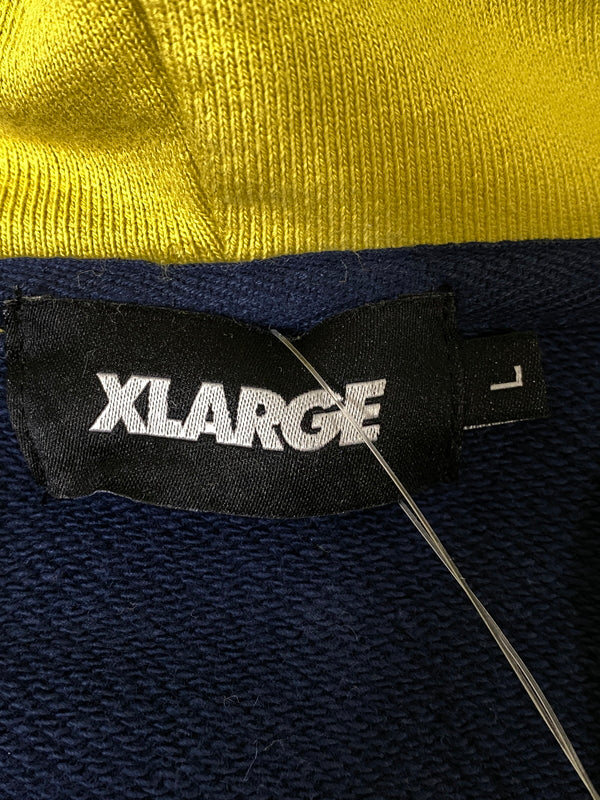 【中古品】【メンズ】 XLARGE エクストララージ 2TONE SWEATSHIRT ツートーン スウェットシャツ 101233012002 メンズ パーカー 142-260630-hu-17-min サイズ：L カラー：ネイビー/イエロー系 万代Net店